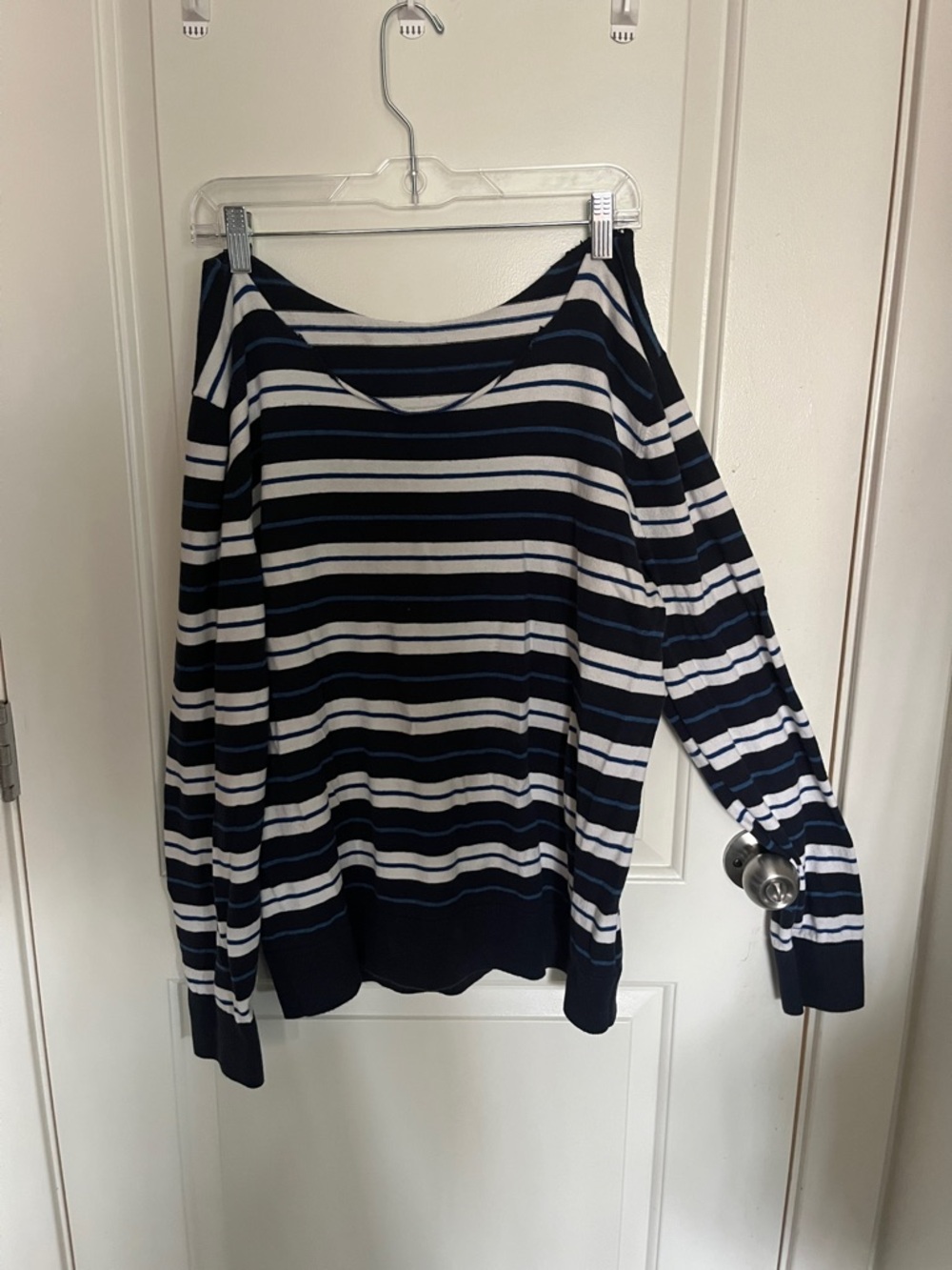 Navy & White Striped Lightweight Sweater